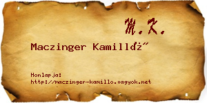 Maczinger Kamilló névjegykártya